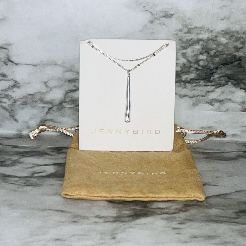 NWT 100% Authentic Jenny Bird Leana Silver Pendant Double Strand Necklace Y Drop
